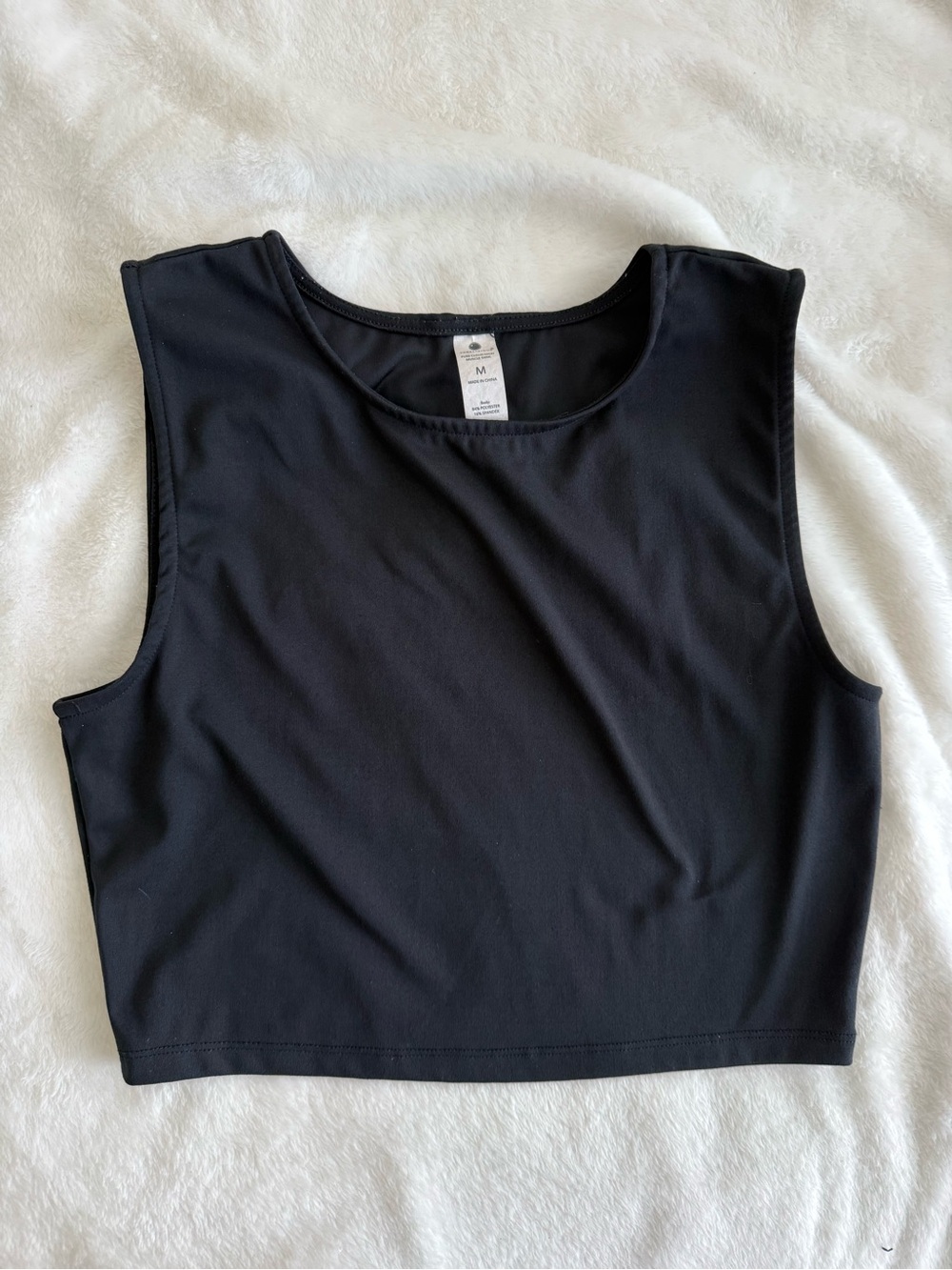 Yogalicious Black Scoop Neck Crop Tank Athletic Yoga Gym Sports Casual Summer